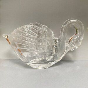 Elegant Heavy Vintage D’Arques Lead Crystal Swan Candy Dish 24% Lead